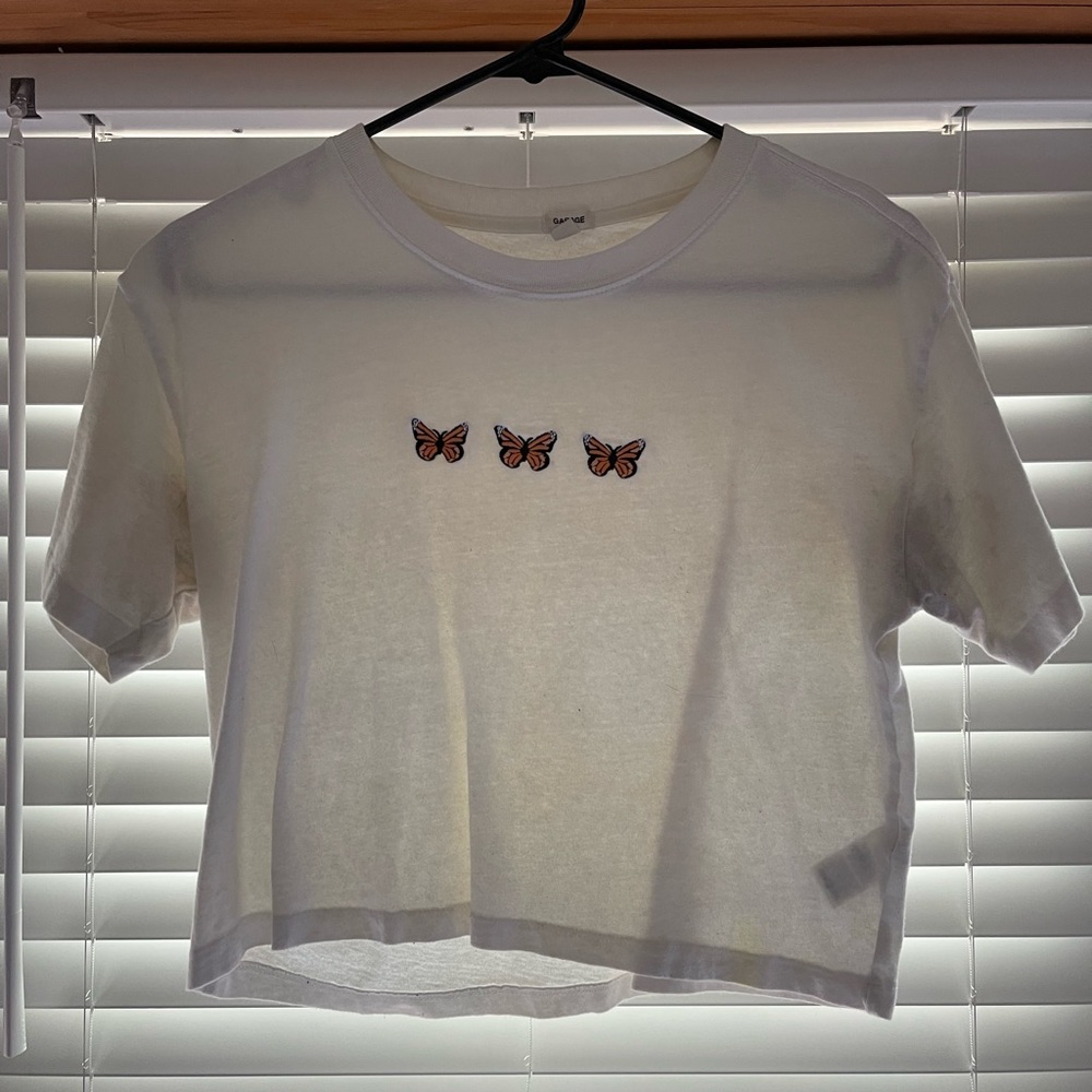 Garage white cropped top